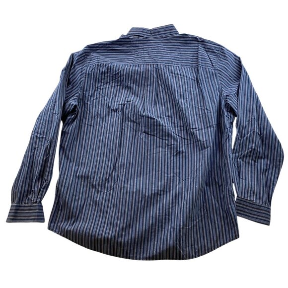 Eddie Bauer Mens Shirt Large Striped Button Down Long Sleeve Casual Classic Blue - Picture 2 of 12